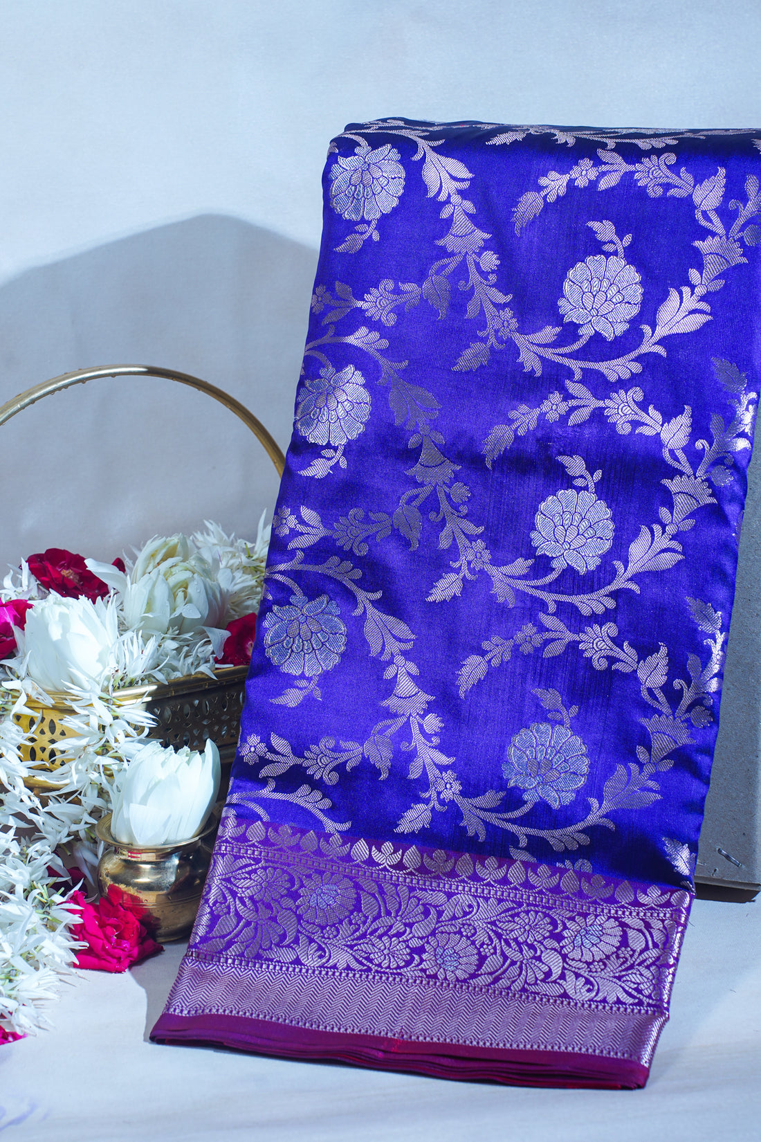 Deep Blue Banarasi Katan Alfi Jaal Saree