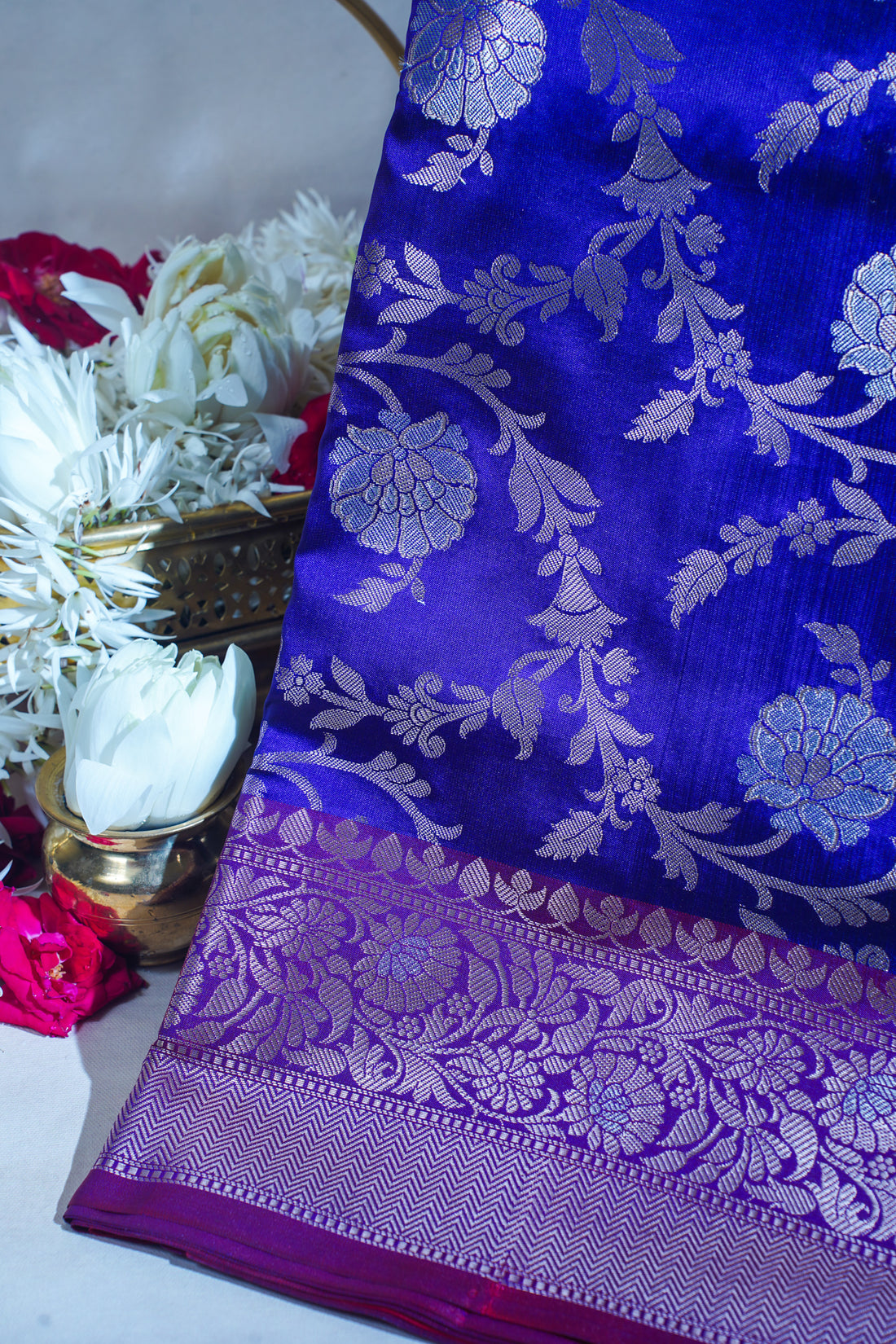 Deep Blue Banarasi Katan Alfi Jaal Saree