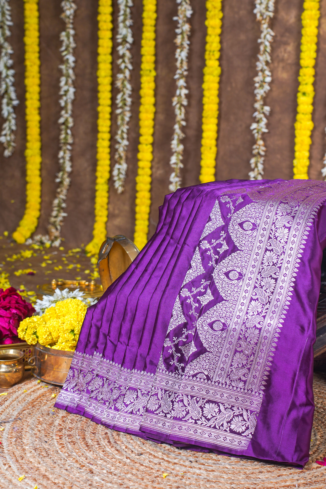 Royal Purple Banarasi Mashru Katan Silk Saree