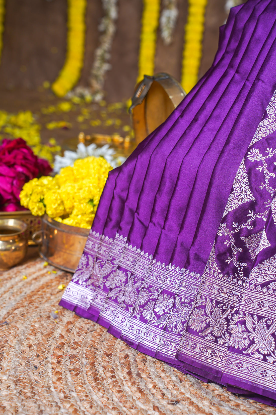 Royal Purple Banarasi Mashru Katan Silk Saree
