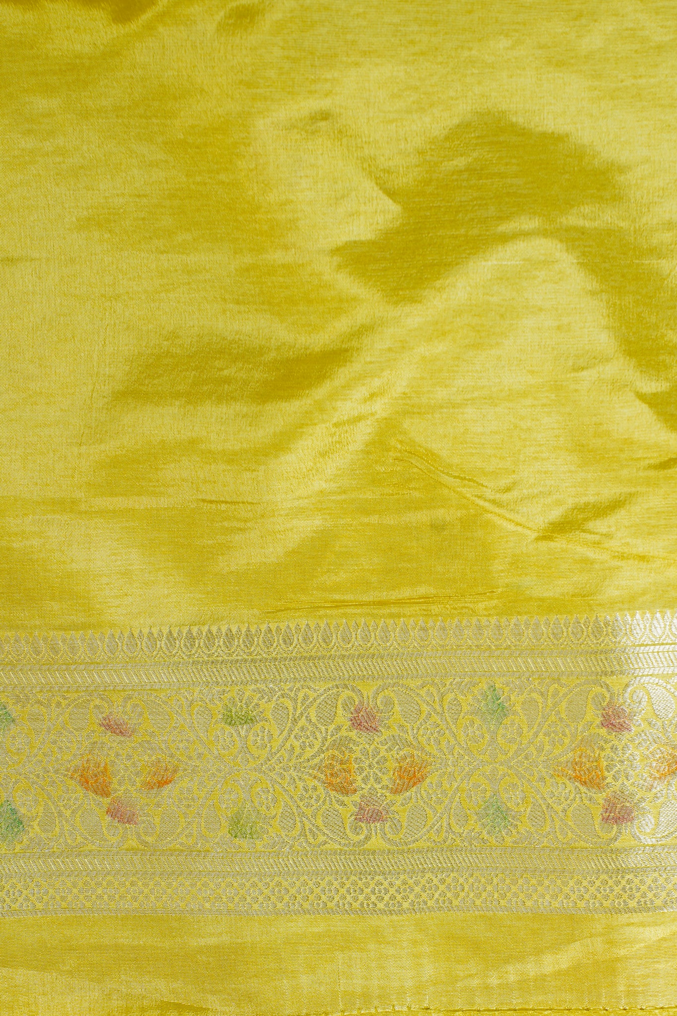 Sunshine Yellow Chinya Silk Minakari Jaal Saree