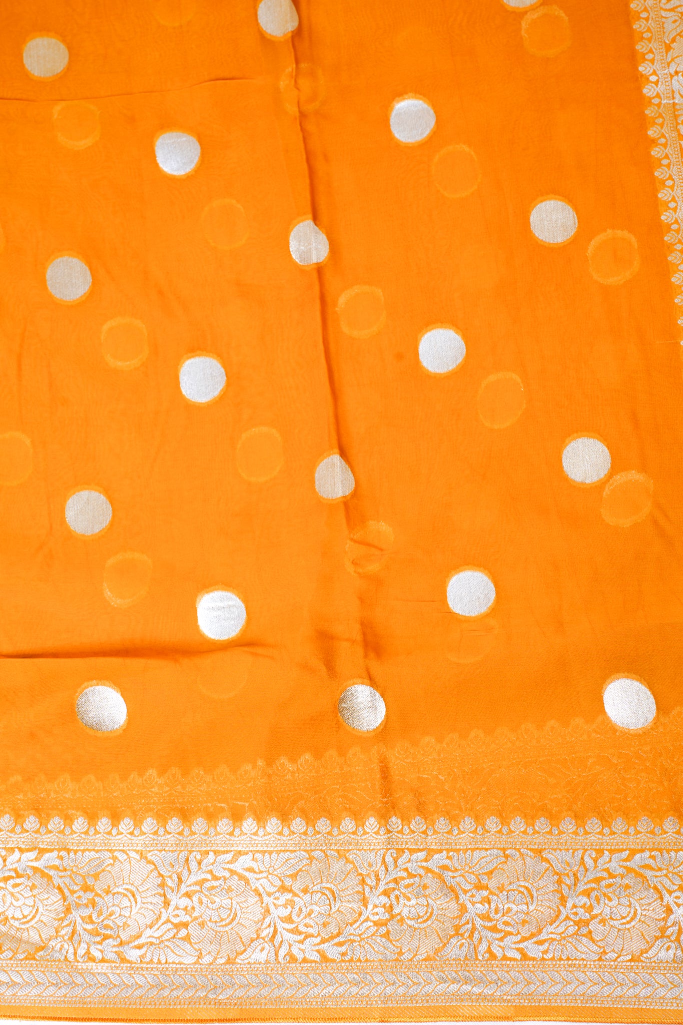 Mustard Yellow Khaddi Georgette Minakari Gola Saree