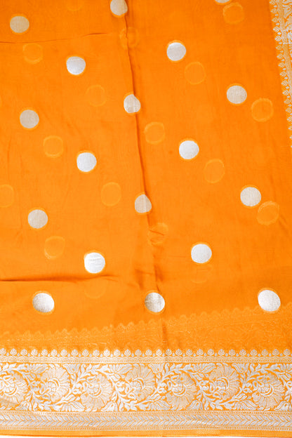 Mustard Yellow Khaddi Georgette Minakari Gola Saree