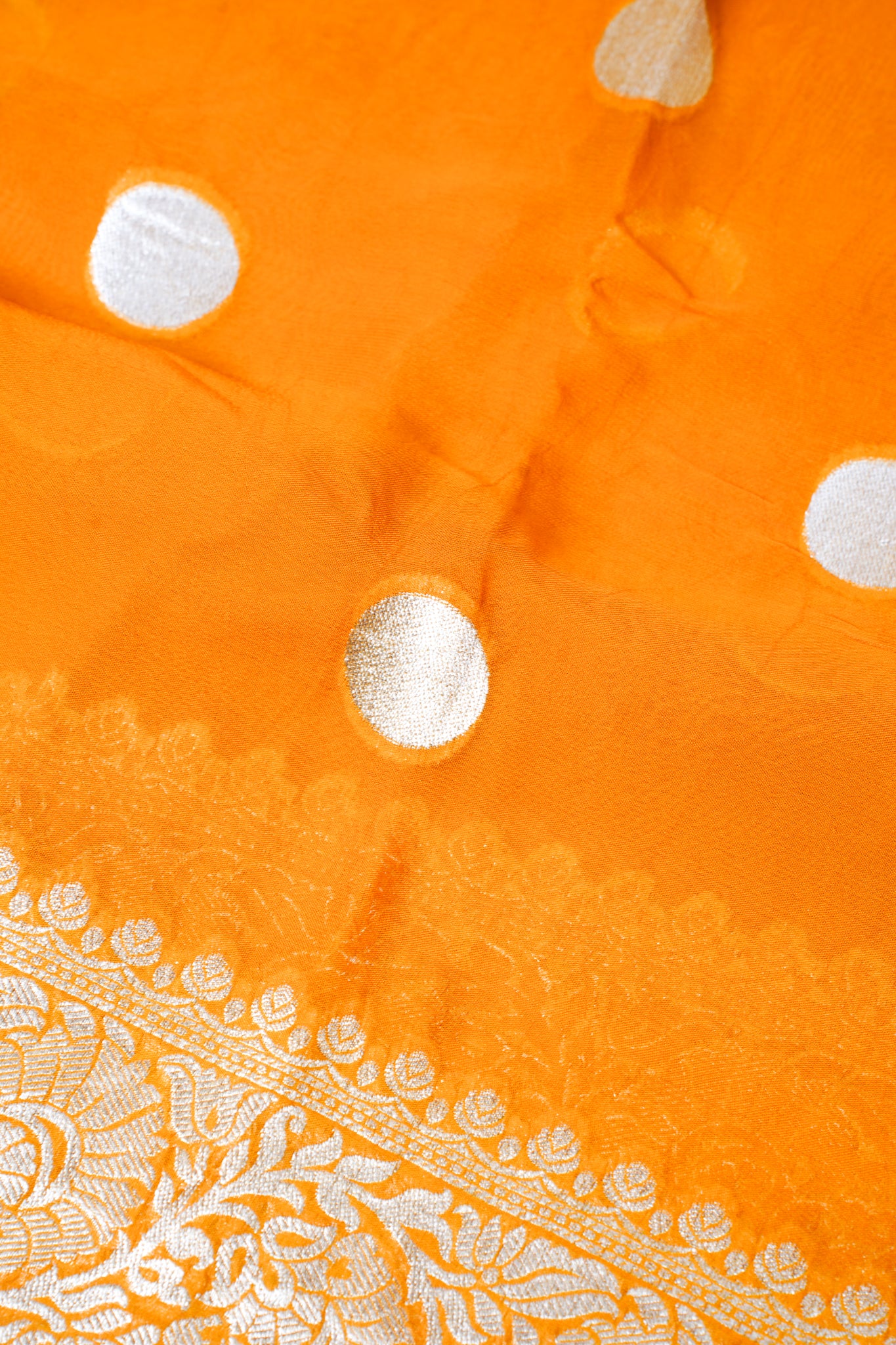 Mustard Yellow Khaddi Georgette Minakari Gola Saree
