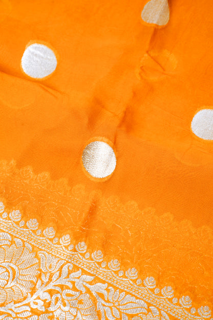Mustard Yellow Khaddi Georgette Minakari Gola Saree