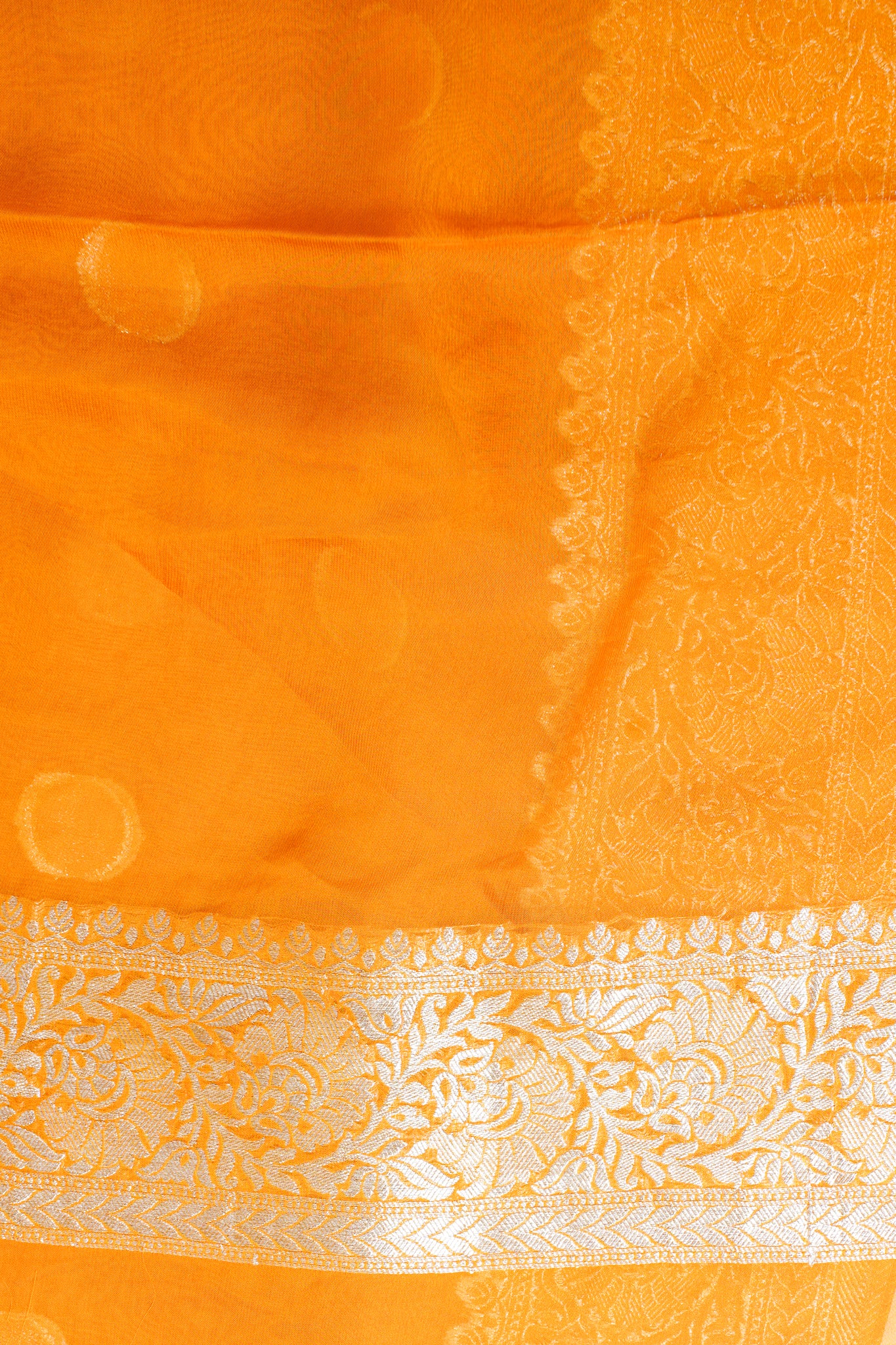 Mustard Yellow Khaddi Georgette Minakari Gola Saree