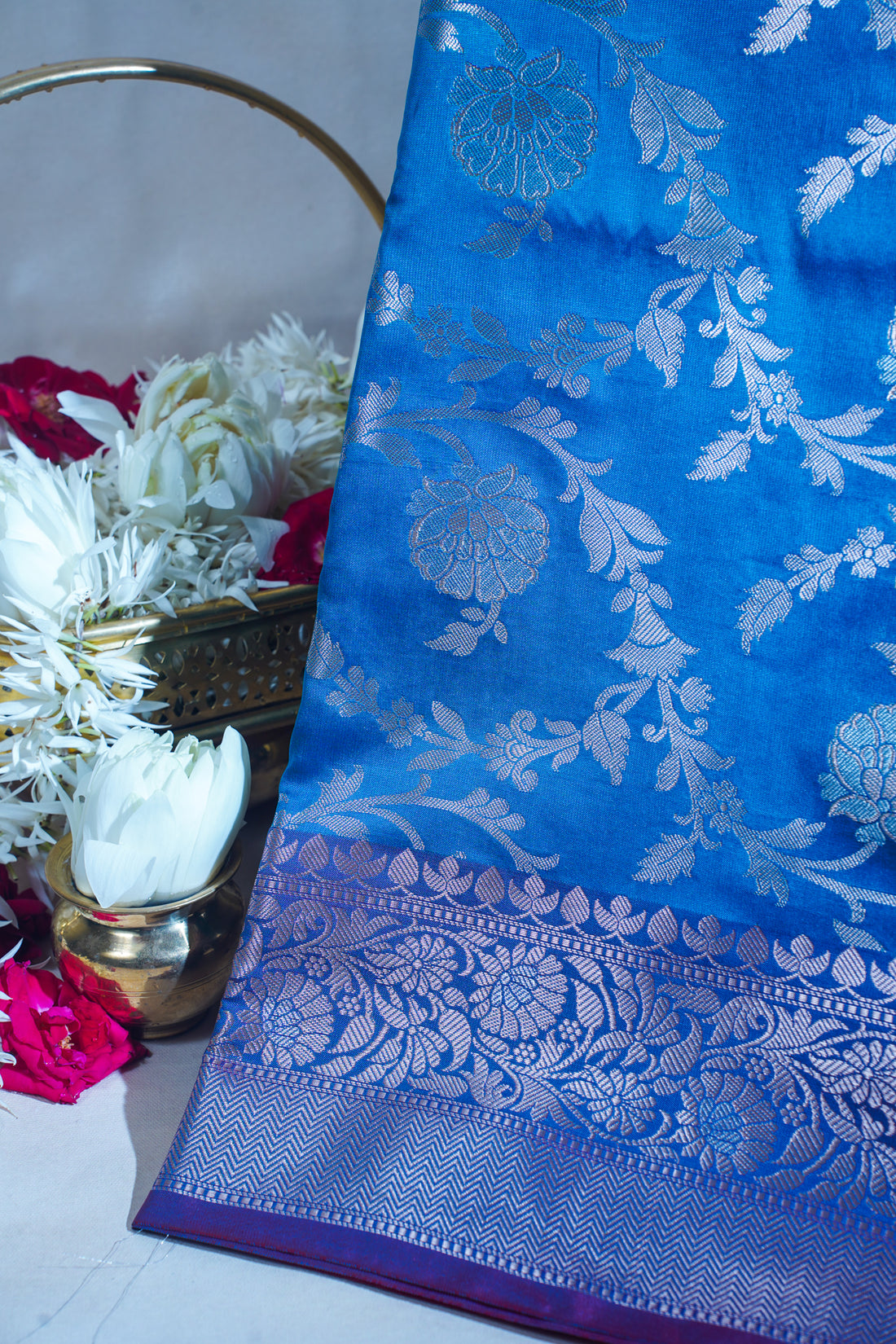 Sky Blue Banarasi Katan Alfi Jaal Saree