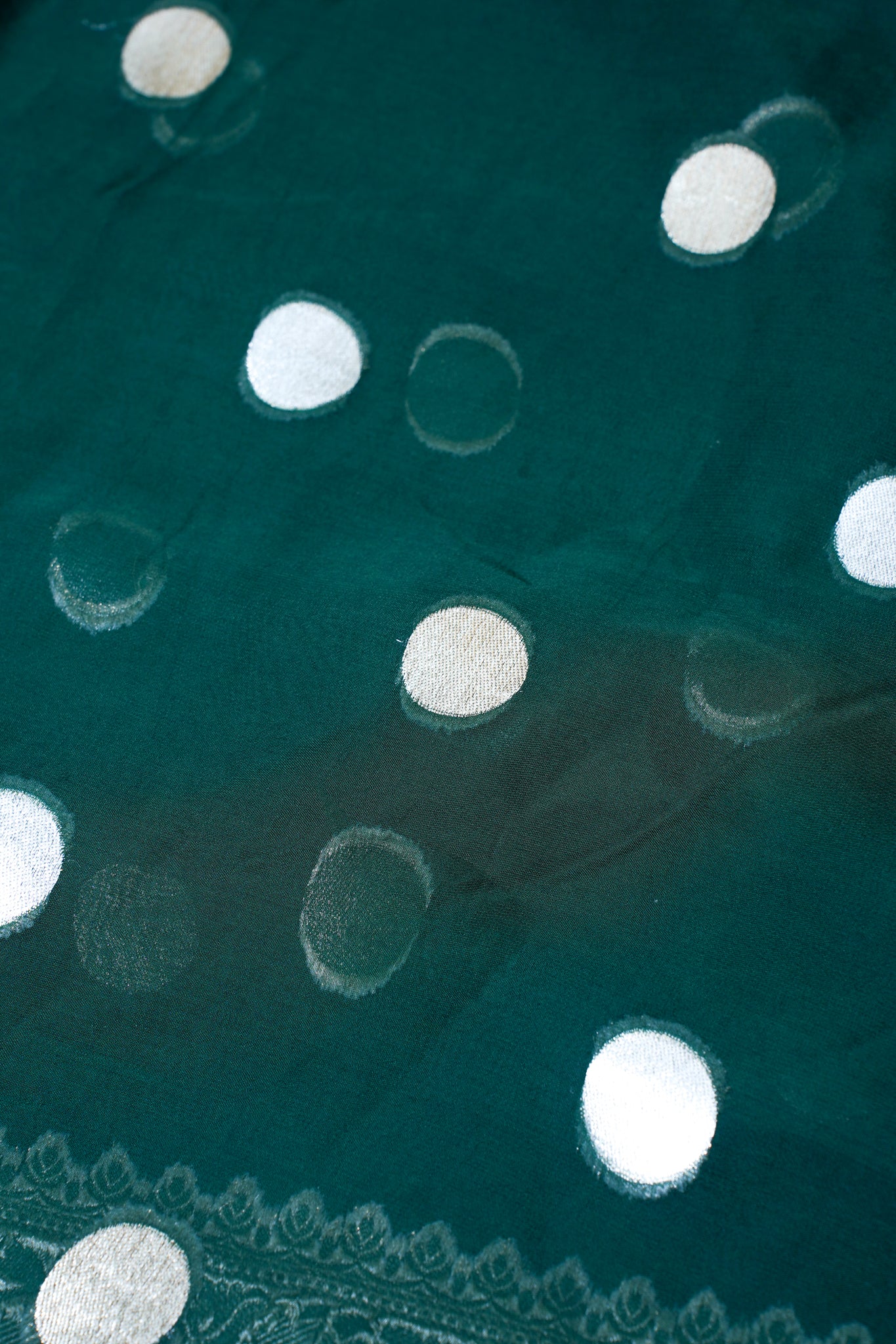 Emerald Green Khaddi Georgette Minakari Gola Saree