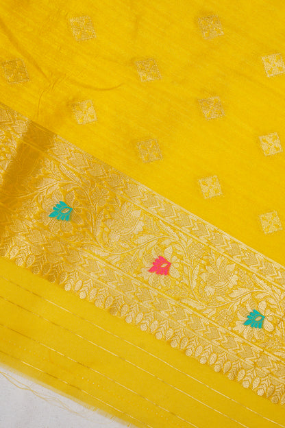Mustard Yellow Organza Minakari Jaal Saree