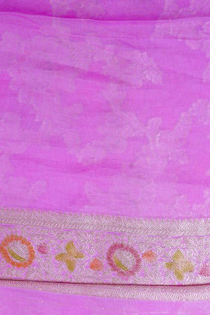 Lavender Khaddi Georgette Minakari Jaal Saree