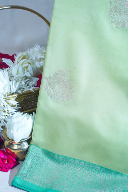 Pastel Green Banarasi Silk Saree with Buta Work