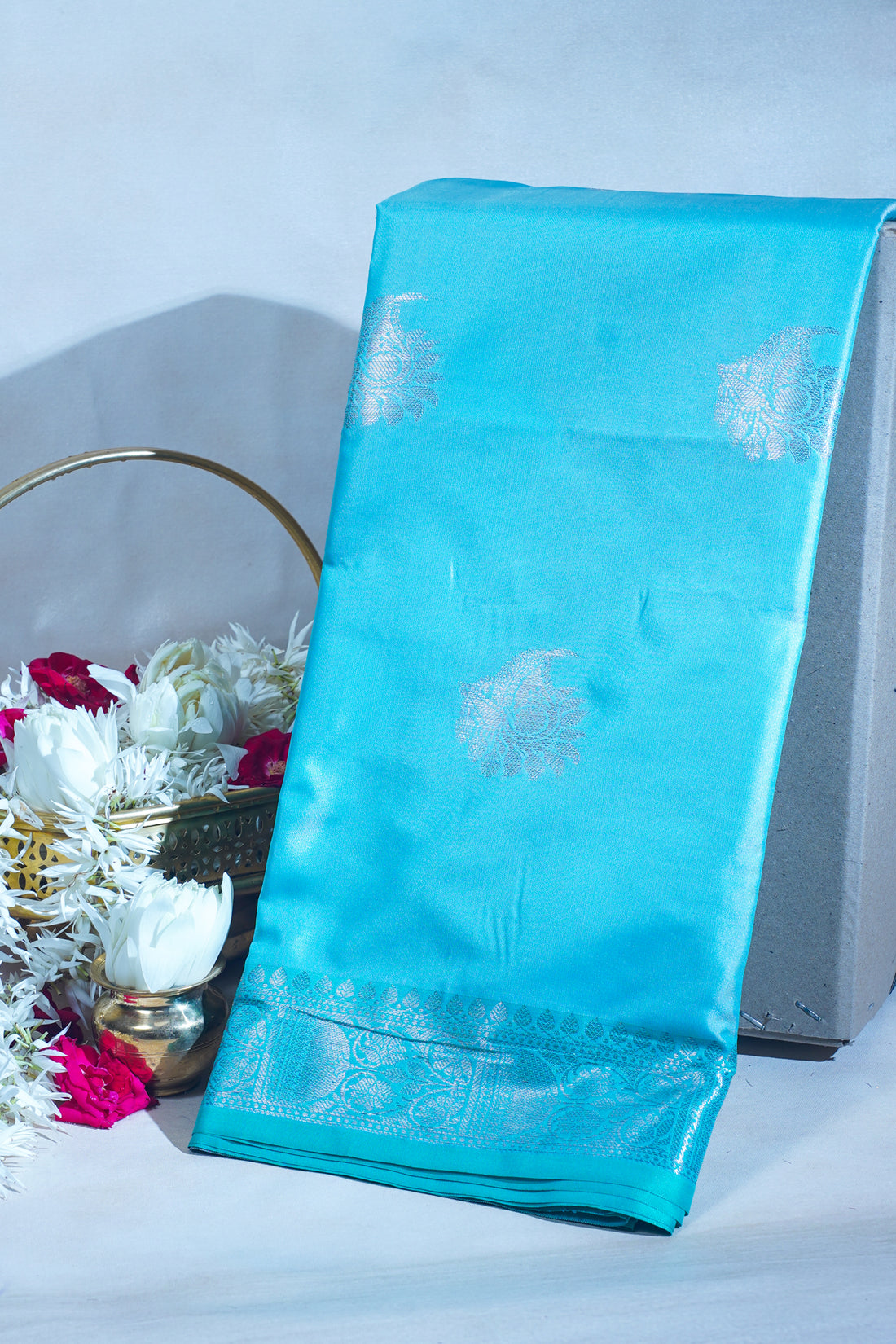 Sky Blue Banarasi Silk Saree with Buta Work