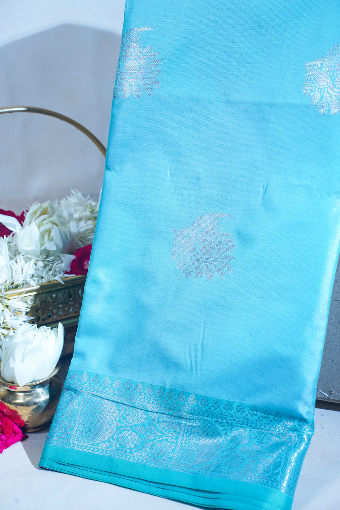 Sky Blue Banarasi Silk Saree with Buta Work