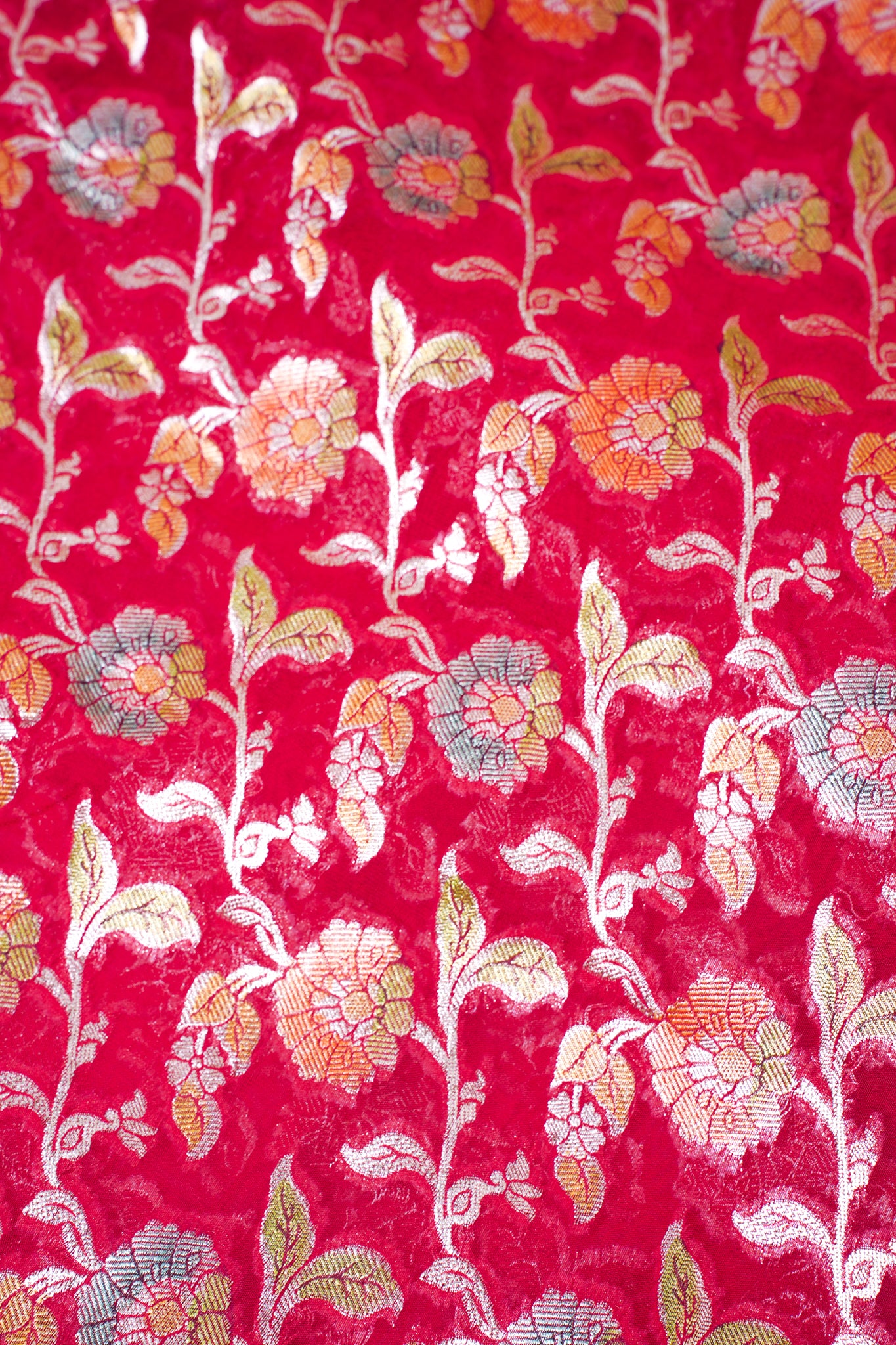 Crimson Red Khaddi Georgette Minakari Jaal Saree