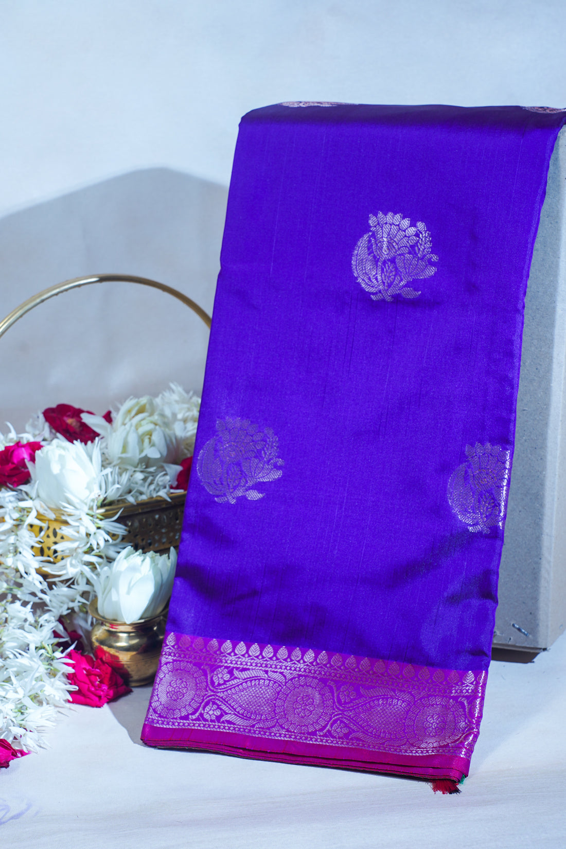 Royal Purple Banarasi Silk Saree with Buta Work