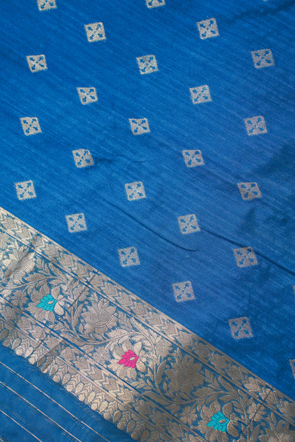 Royal Blue Organza Minakari Jaal Saree