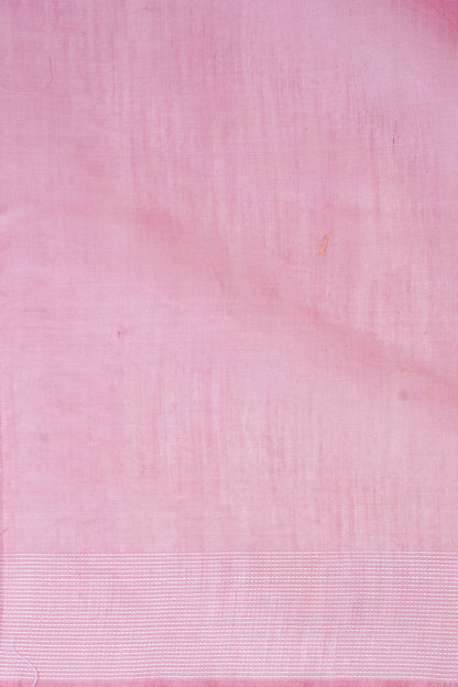 Baby Pink Pure Linen Saree with Grey and Pink Chikankari Embroidery