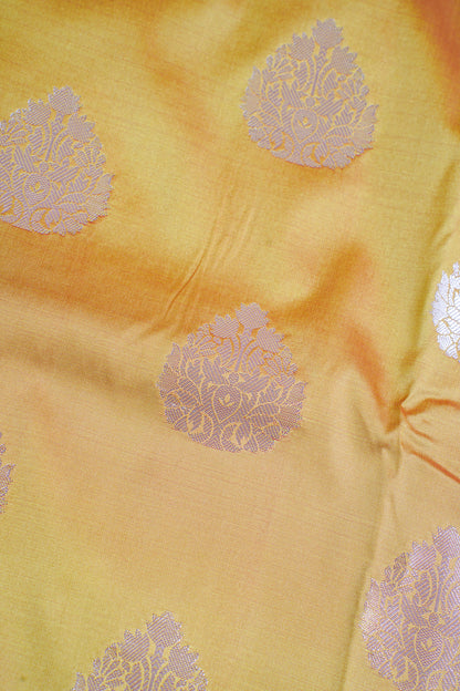 Yellow-Golden Katan Alfi Buta Saree