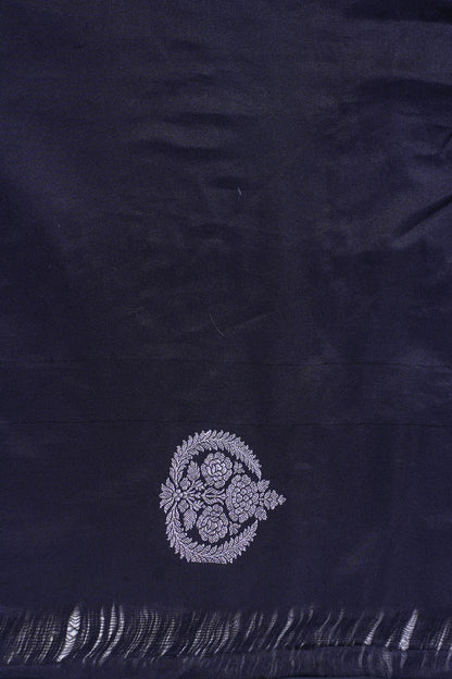 Midnight Blue Banarasi Mashru Katan silk saree
