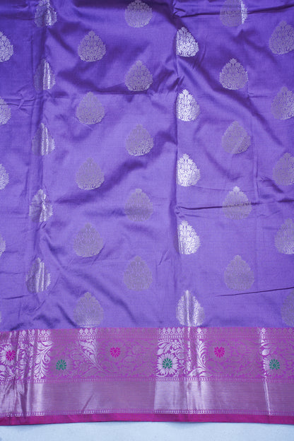 Purple Banarasi Katan Alfi Buta Saree