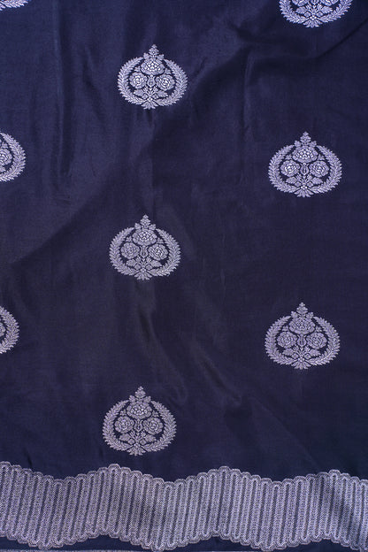 Midnight Blue Banarasi Mashru Katan silk saree