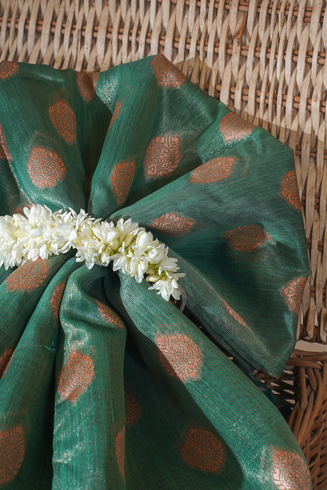 Green Banarasi Copper Buta Saree