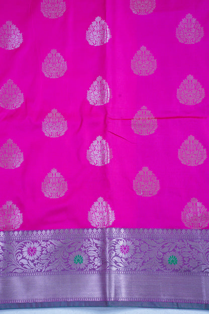Pink Banarasi Katan Alfi Buta Saree