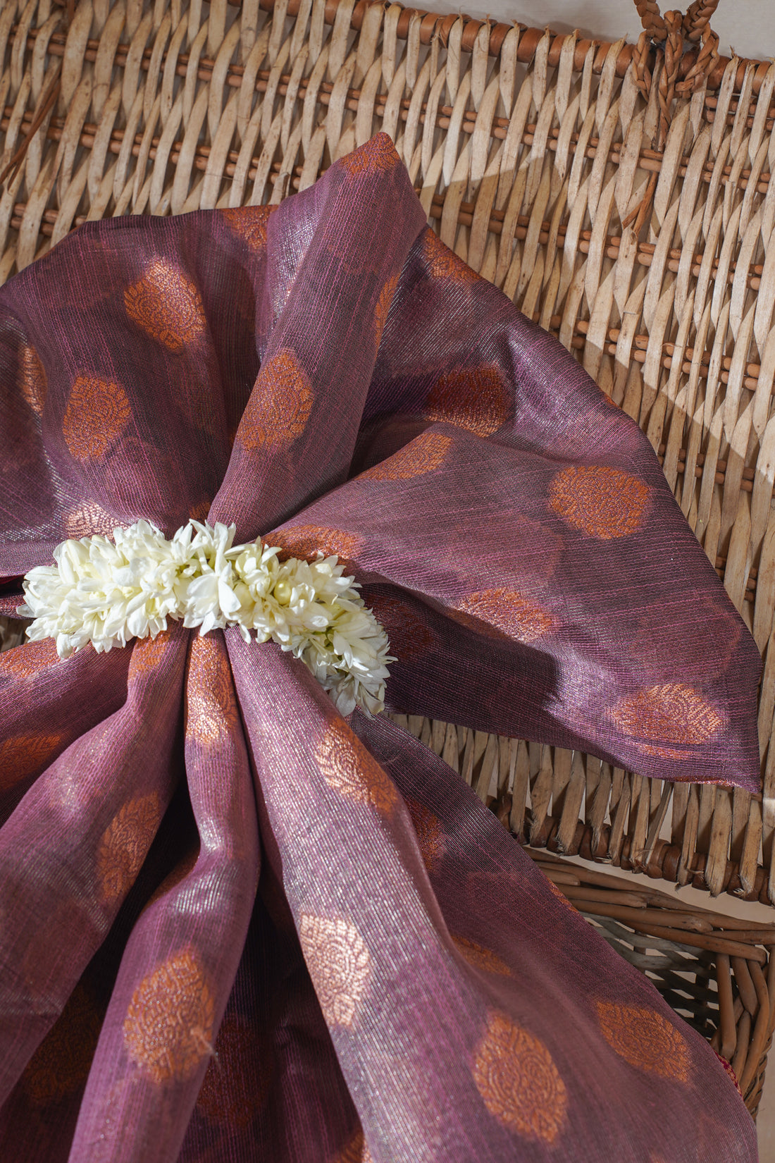 Maroon Banarasi Copper Buta Saree