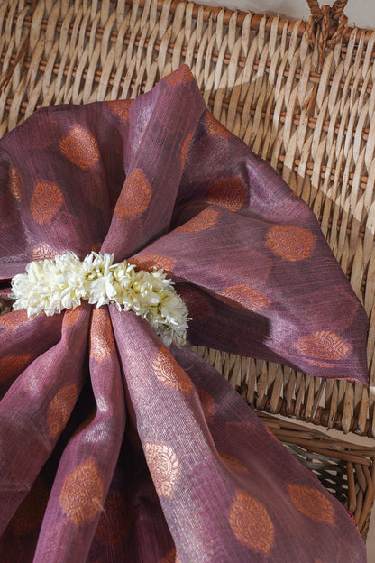 Maroon Banarasi Copper Buta Saree