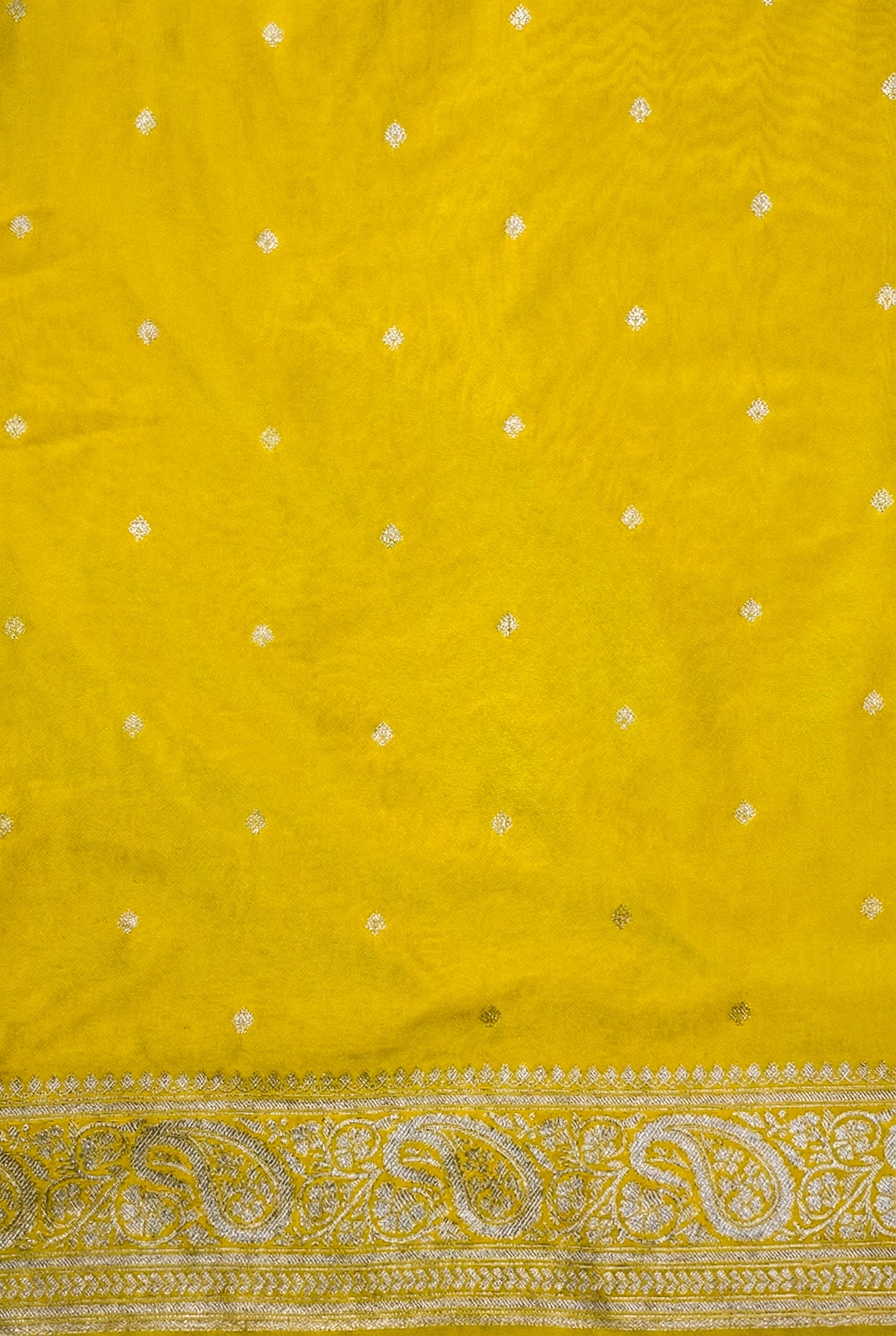 Mustard Yellow Banarasi Mashru Katan Silk Saree