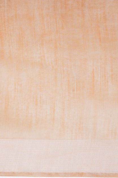Peach Pure Linen Saree with White Chikankari Embroidery