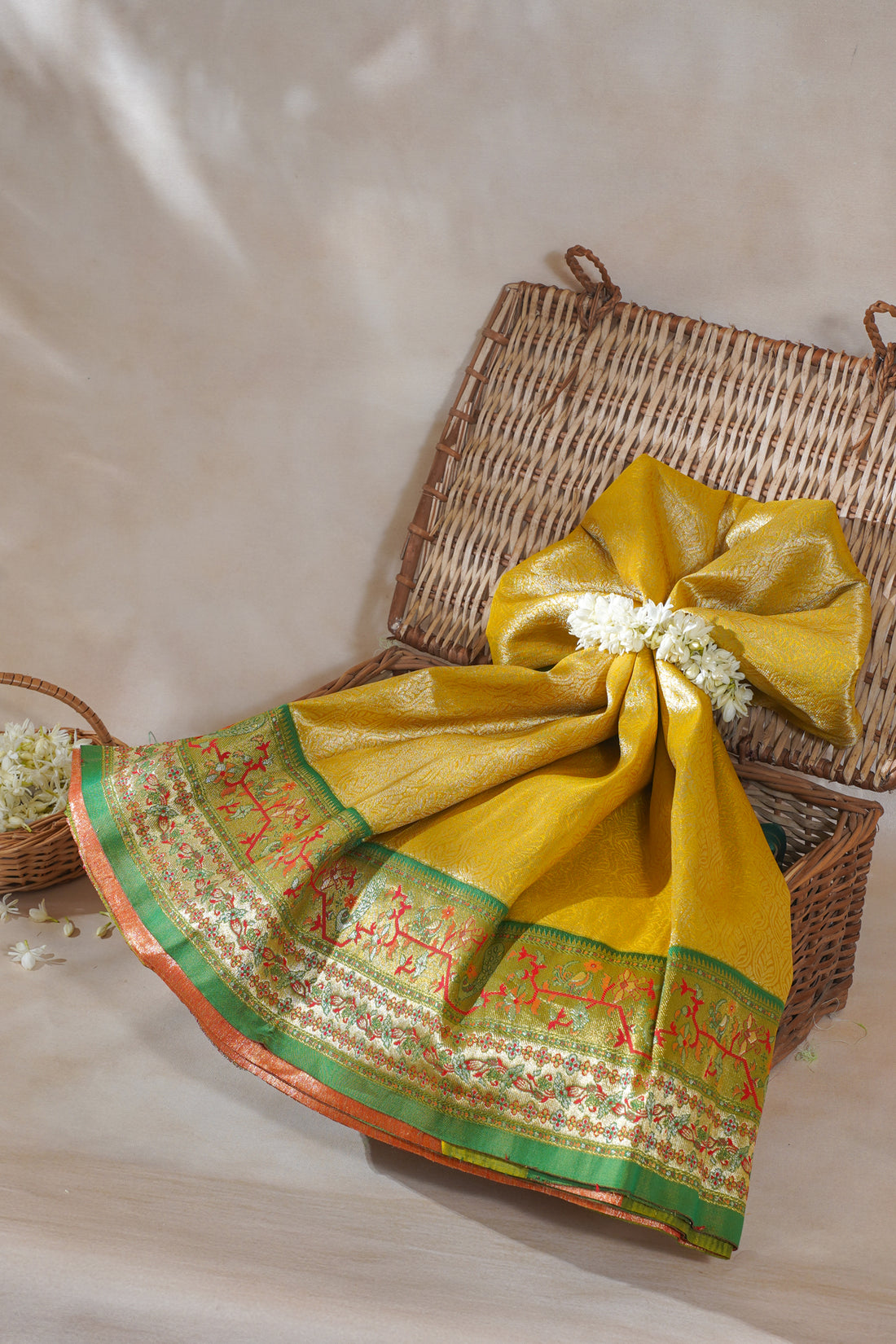 Mustard Yellow Brocade Banarasi Saree