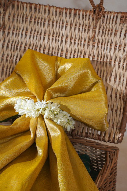 Mustard Yellow Brocade Banarasi Saree