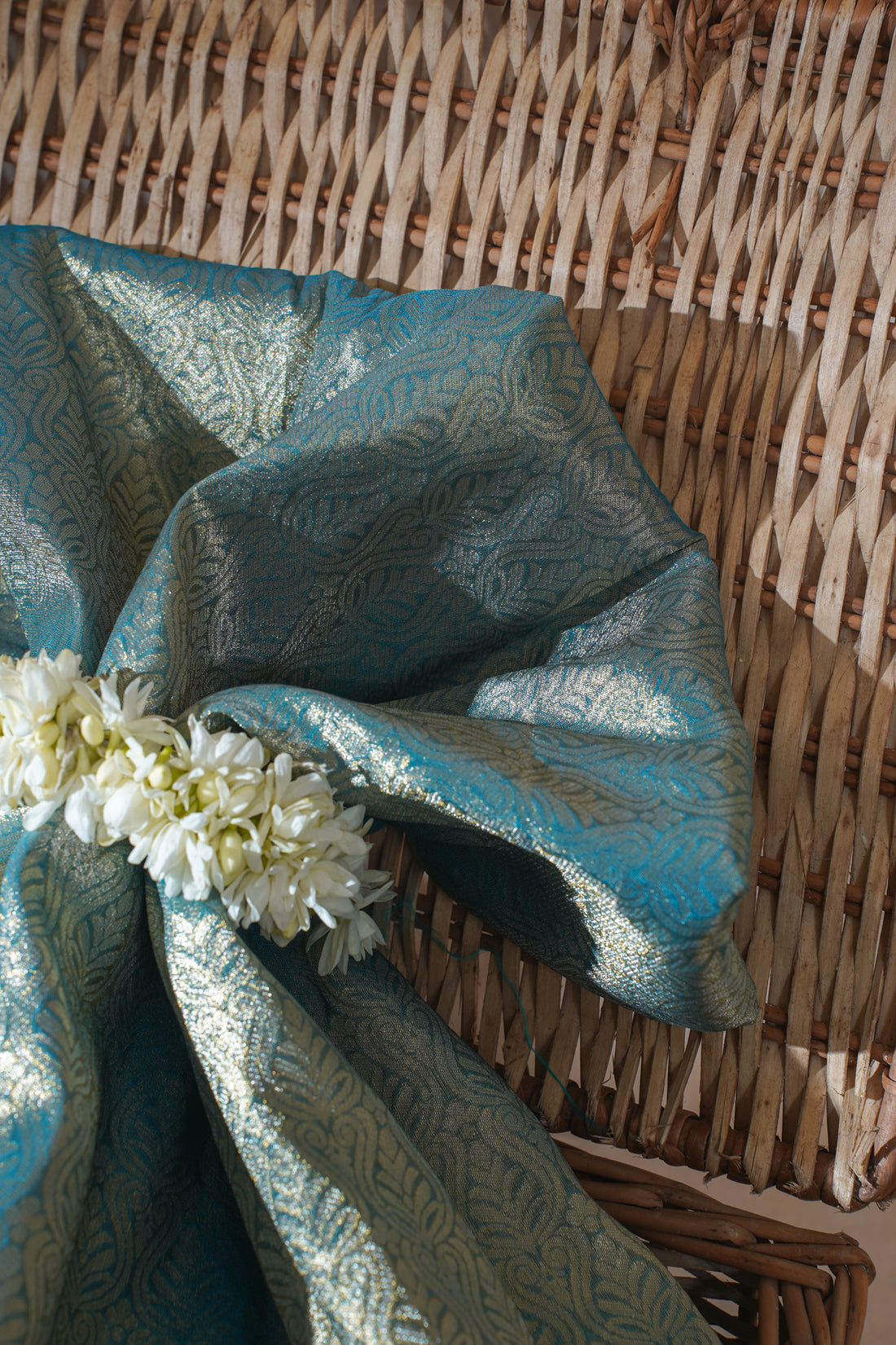 turquoise blue brocade Banarasi saree