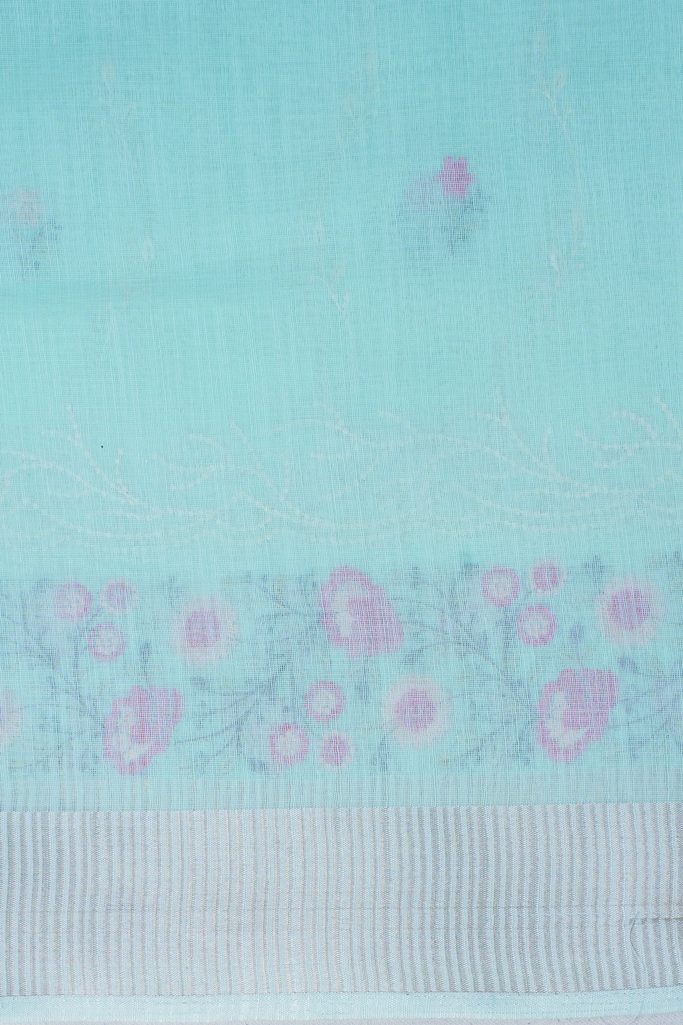 Mint Green Cotton Saree with Minakari Floral Embroidery