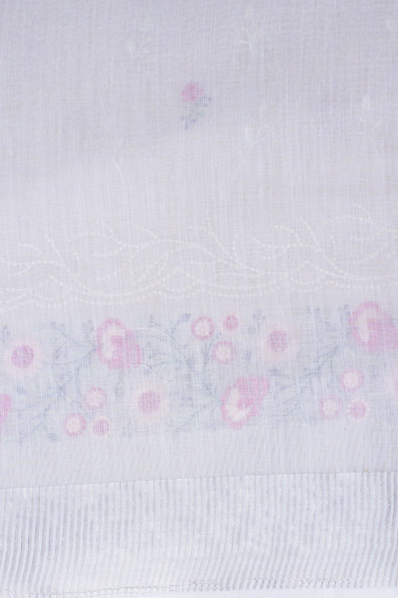 Ivory White Cotton Saree with Minakari Floral Embroidery