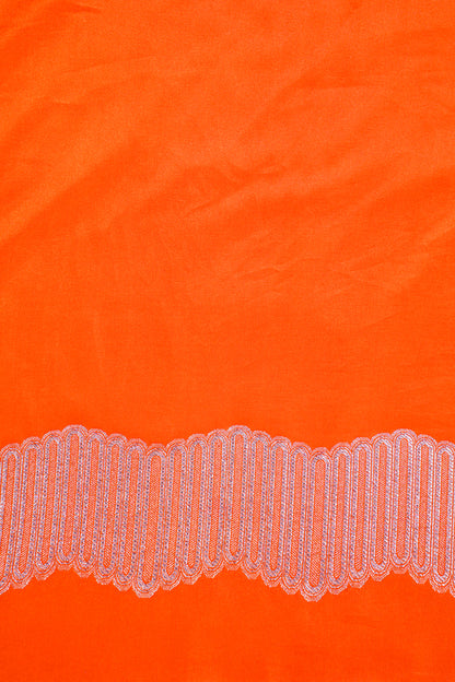 Bright Orange Banarasi Mashru Katan Silk Saree