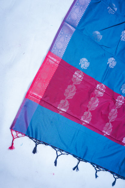 Teal Blue Banarasi Silk Saree with Buta Work
