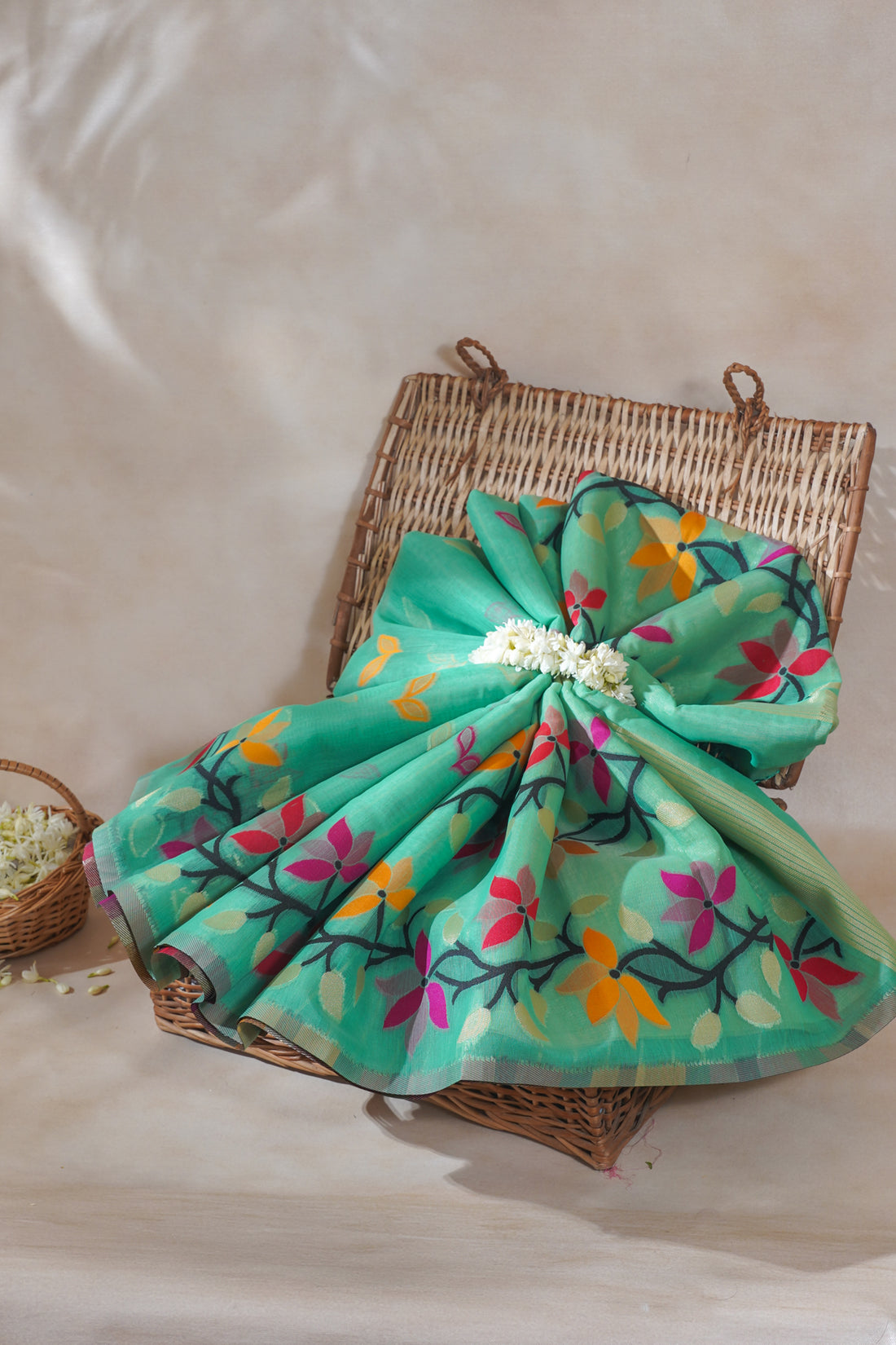 Green Cotton Jamdani Saree