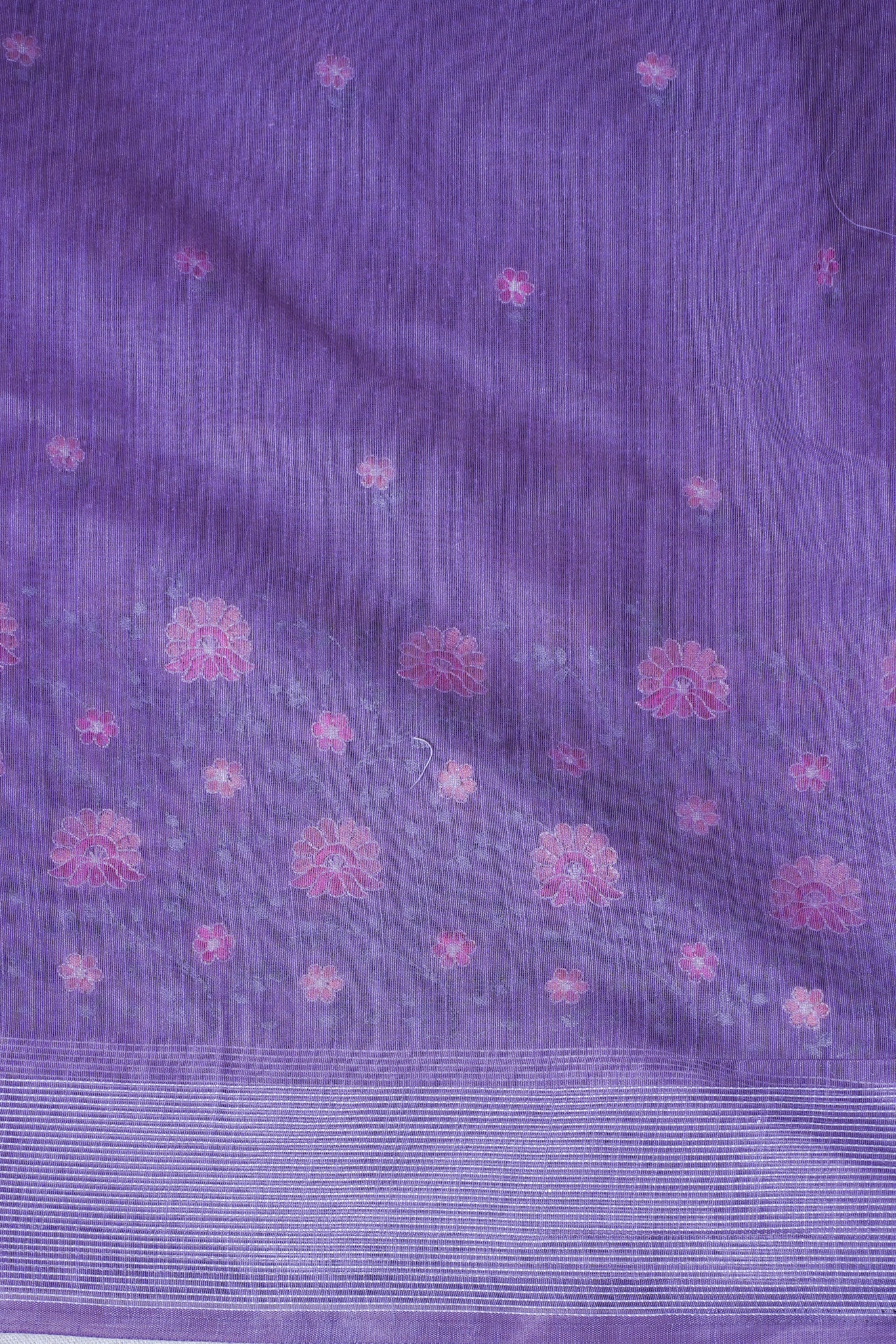Purple Linen Saree with Multicolor Chikankari Embroidery