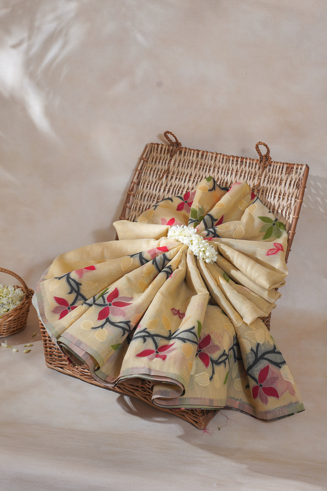 Beige Cotton Jamdani Saree