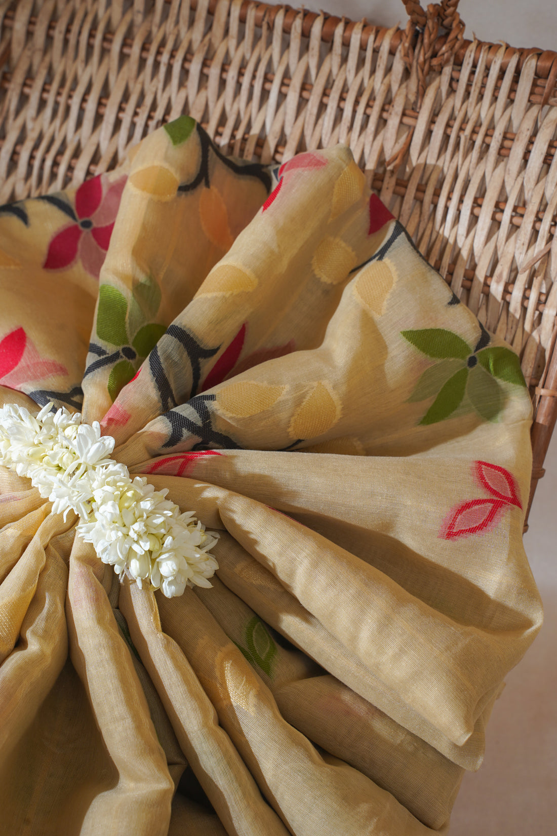 Beige Cotton Jamdani Saree