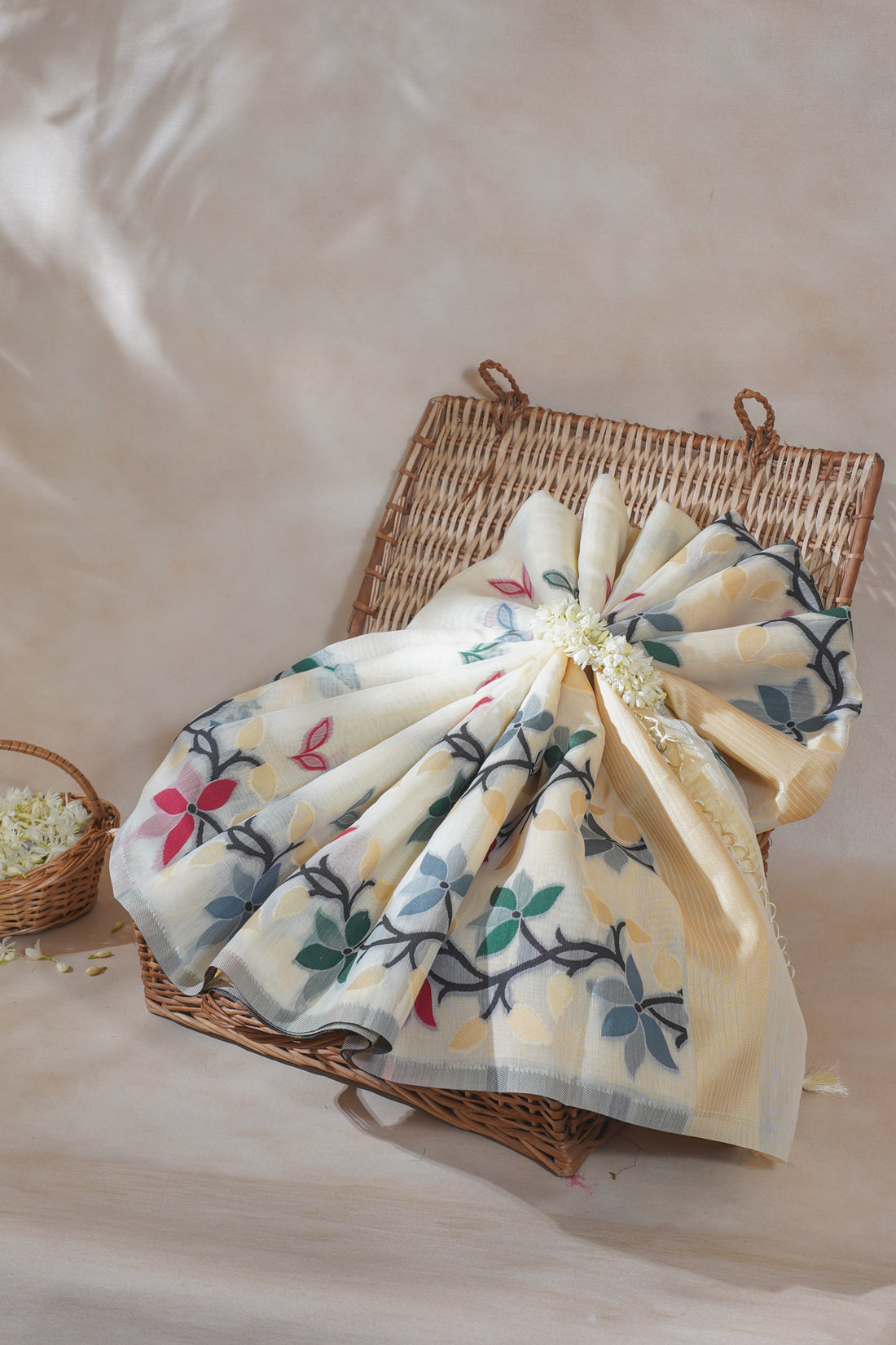 Off-White Cotton Jamdani Saree