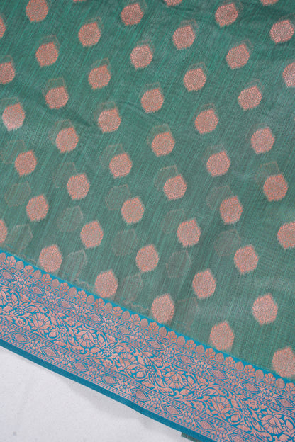 Green Banarasi Copper Buta Saree