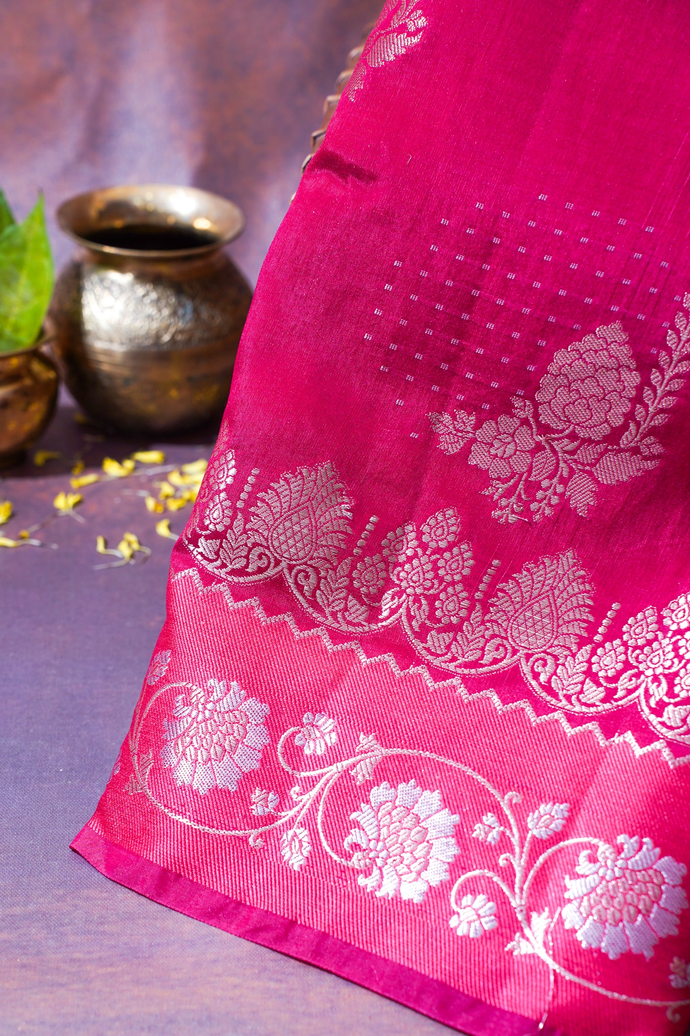 Rani Pink Warm Silk Banarasi Buta Saree