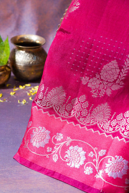 Rani Pink Warm Silk Banarasi Buta Saree