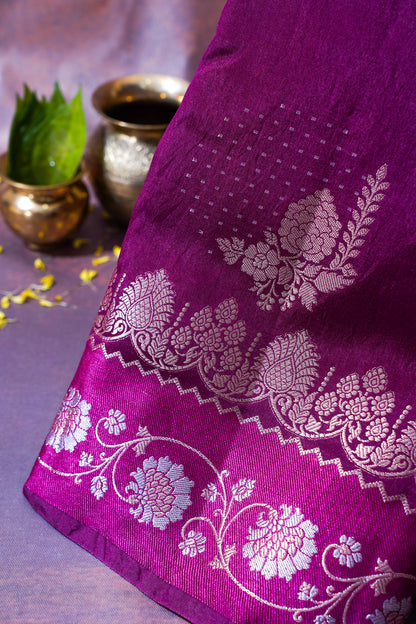 Plum Purple Warm Silk Banarasi Buta Saree