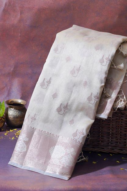 Ivory Warm Silk Banarasi Buta Saree