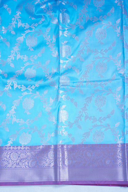 Turquoise Blue Banarasi Katan Alfi Jaal Saree