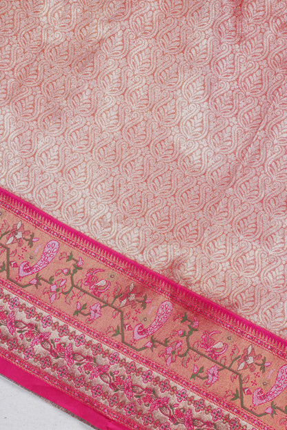Rust Orange Brocade Banarasi Saree